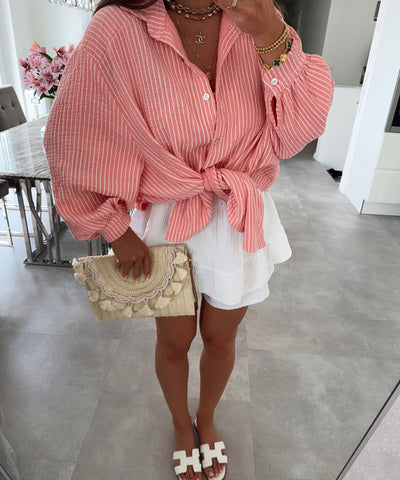 Musselin Bluse Felixa Streifen Peach Ladypolitan ♡