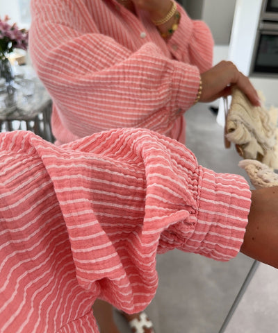 Musselin Bluse Felixa Streifen Peach Ladypolitan ♡