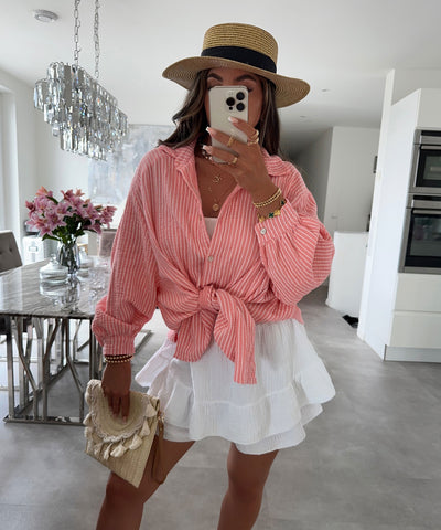 Musselin Bluse Felixa Streifen Peach Ladypolitan ♡
