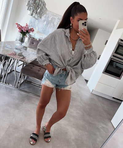 Musselin Bluse Felixa Streifen Weiß Ladypolitan ♡
