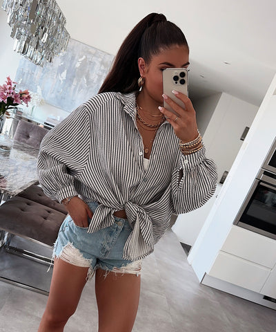 Musselin Bluse Felixa Streifen Weiß Ladypolitan ♡