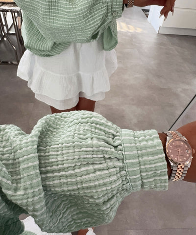 Musselin Bluse Streifen Laya Mintgrün Ladypolitan ♡