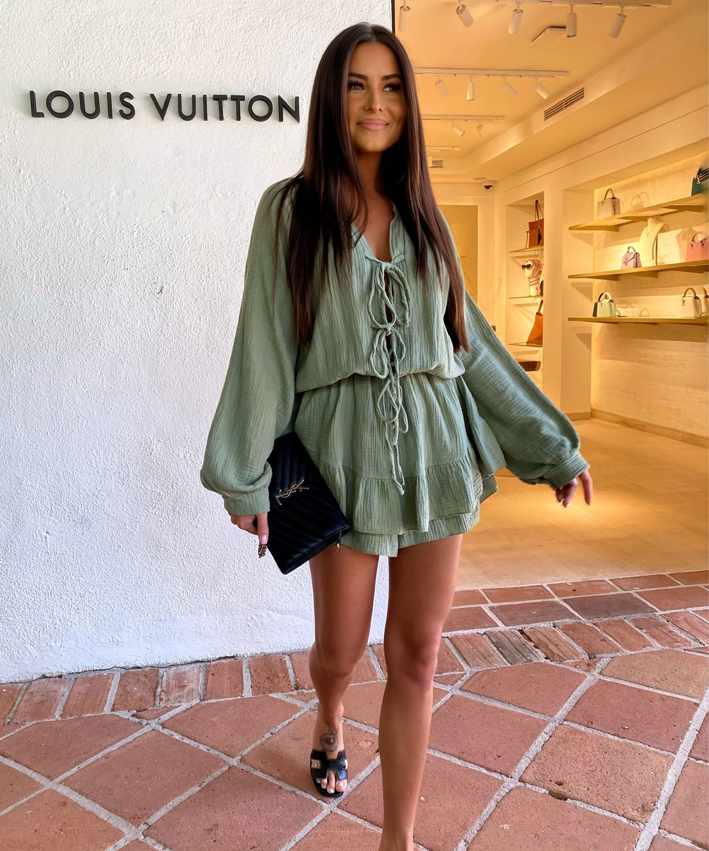 Musselin Jumpsuit Juan Schleife Matcha Ladypolitan ♡