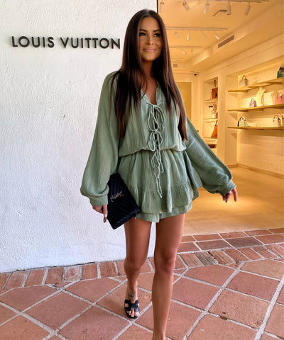Musselin Jumpsuit Juan Schleife Matcha Ladypolitan ♡