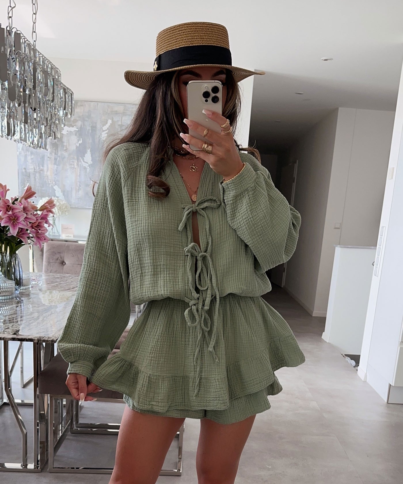 Musselin Jumpsuit Juan Schleife Matcha  Ladypolitan ♡   