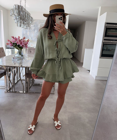 Musselin Jumpsuit Juan Schleife Matcha  Ladypolitan ♡   