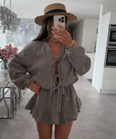 Musselin Jumpsuit Juan Schleife Taupe  Ladypolitan ♡   