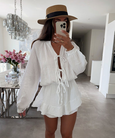 Musselin Jumpsuit Juan Schleife Weiß  Ladypolitan ♡   