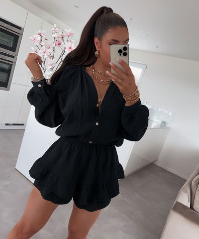 Musselin Jumpsuit Juana Schwarz  Ladypolitan ♡   