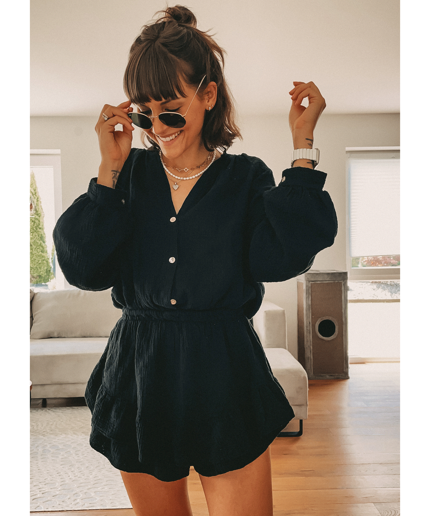 Musselin Jumpsuit Juana Schwarz  Ladypolitan ♡   