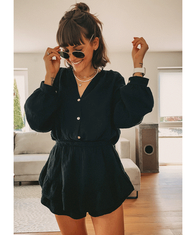 Musselin Jumpsuit Juana Schwarz  Ladypolitan ♡   