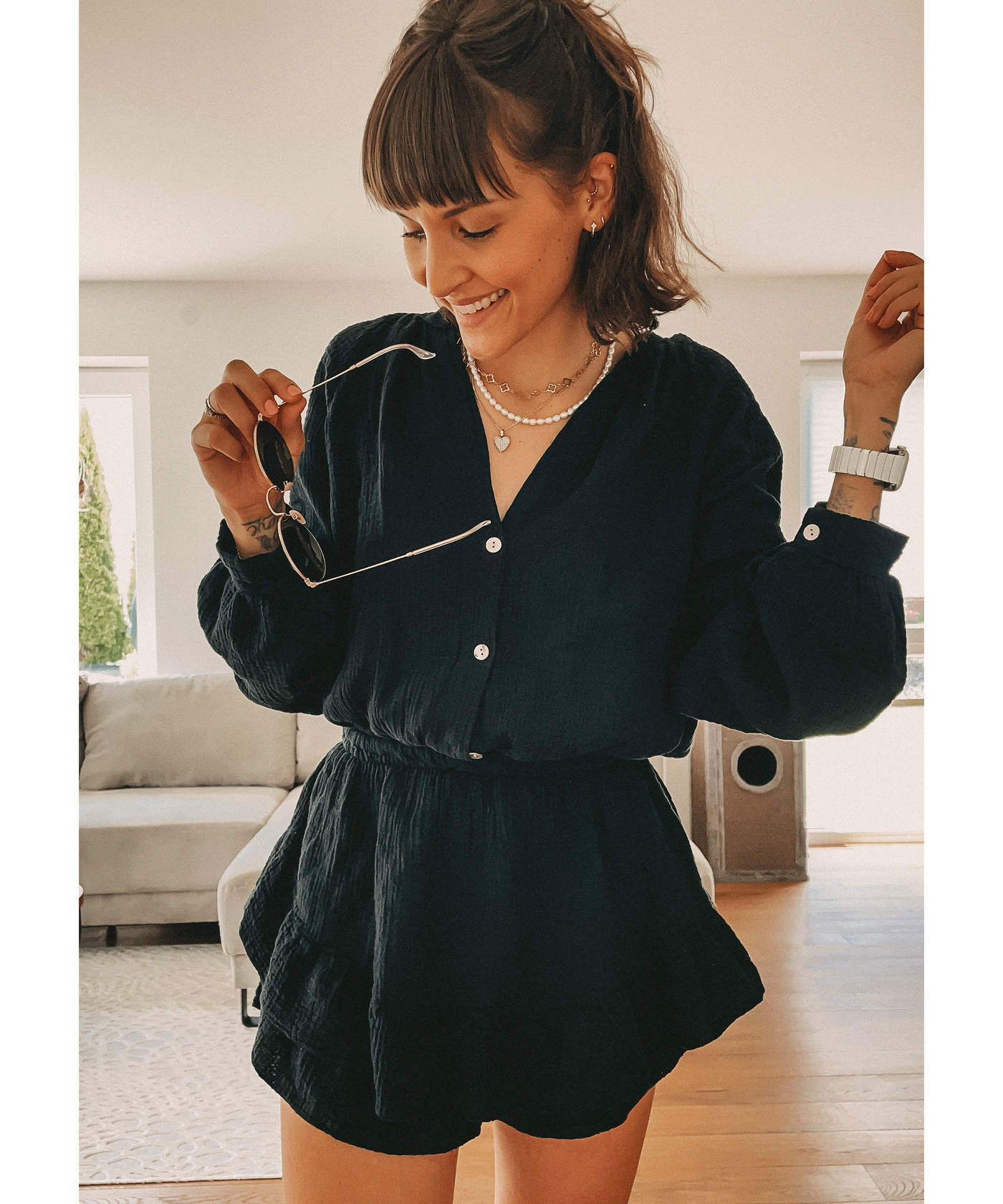 Musselin Jumpsuit Juana Schwarz  Ladypolitan ♡   
