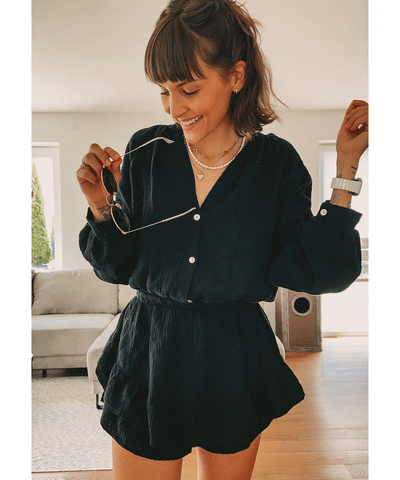 Musselin Jumpsuit Juana Schwarz  Ladypolitan ♡   
