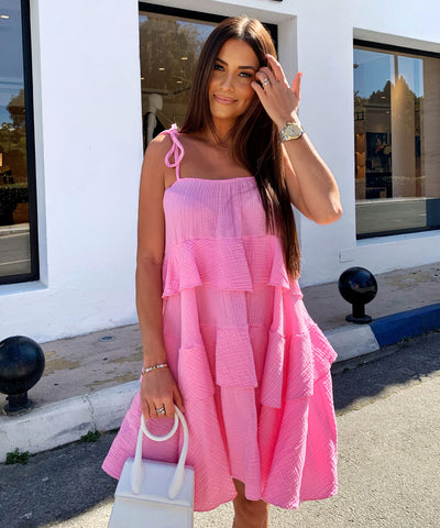 Musselin Kleid Aradi Hellpink Ladypolitan ♡