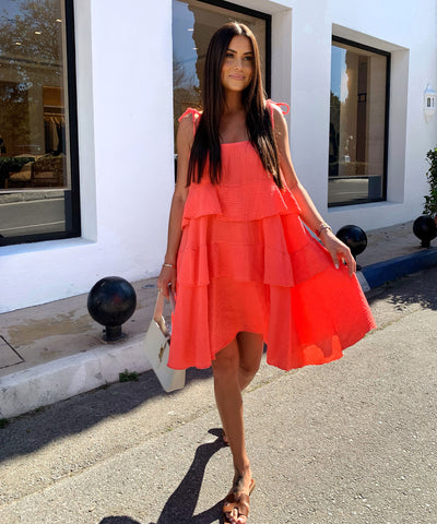 Musselin Kleid Aradi Koralle Ladypolitan ♡