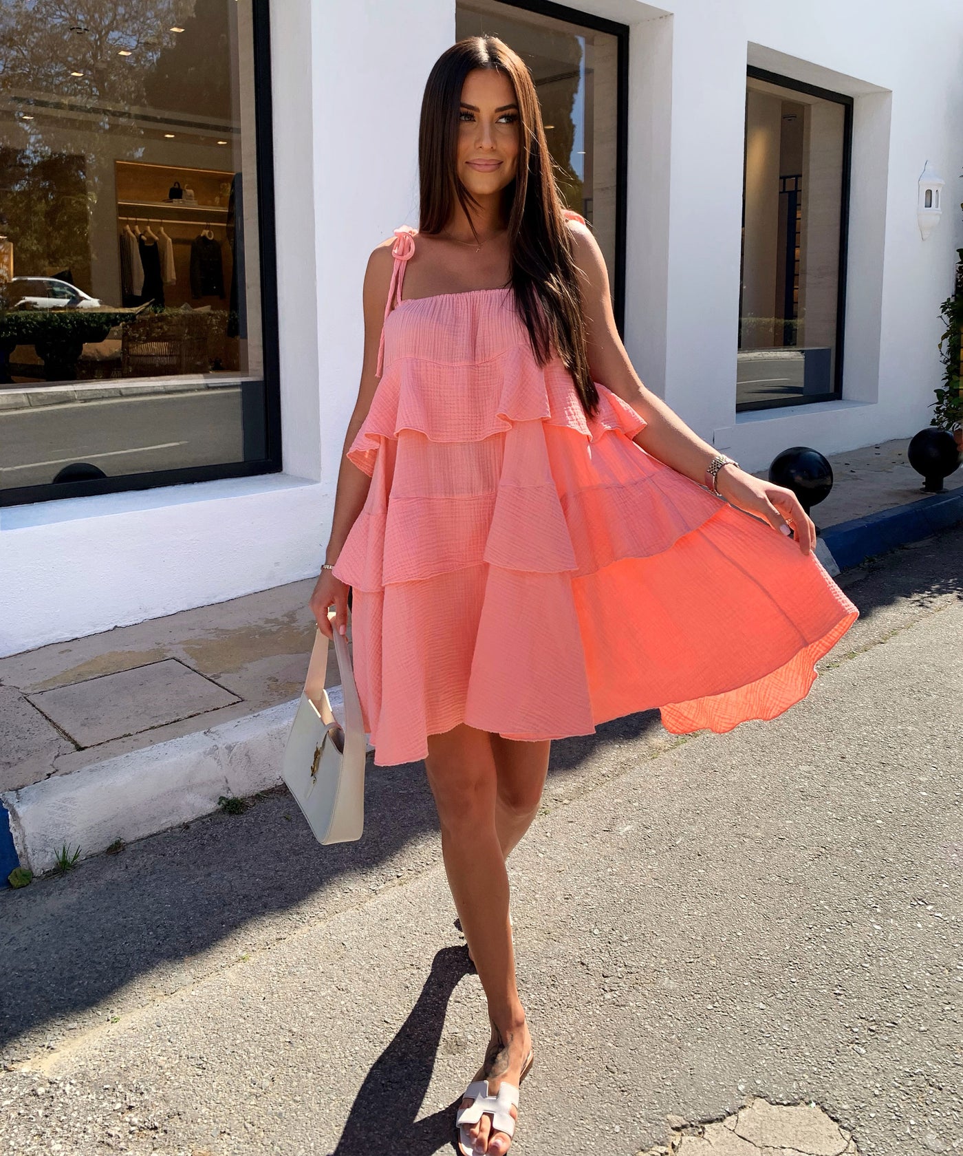 Musselin Kleid Aradi Peach Ladypolitan ♡