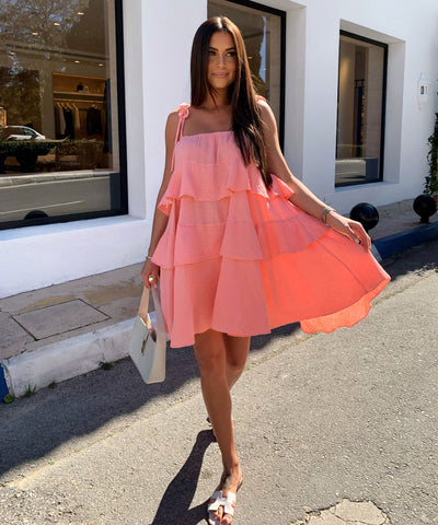 Musselin Kleid Aradi Peach Ladypolitan ♡