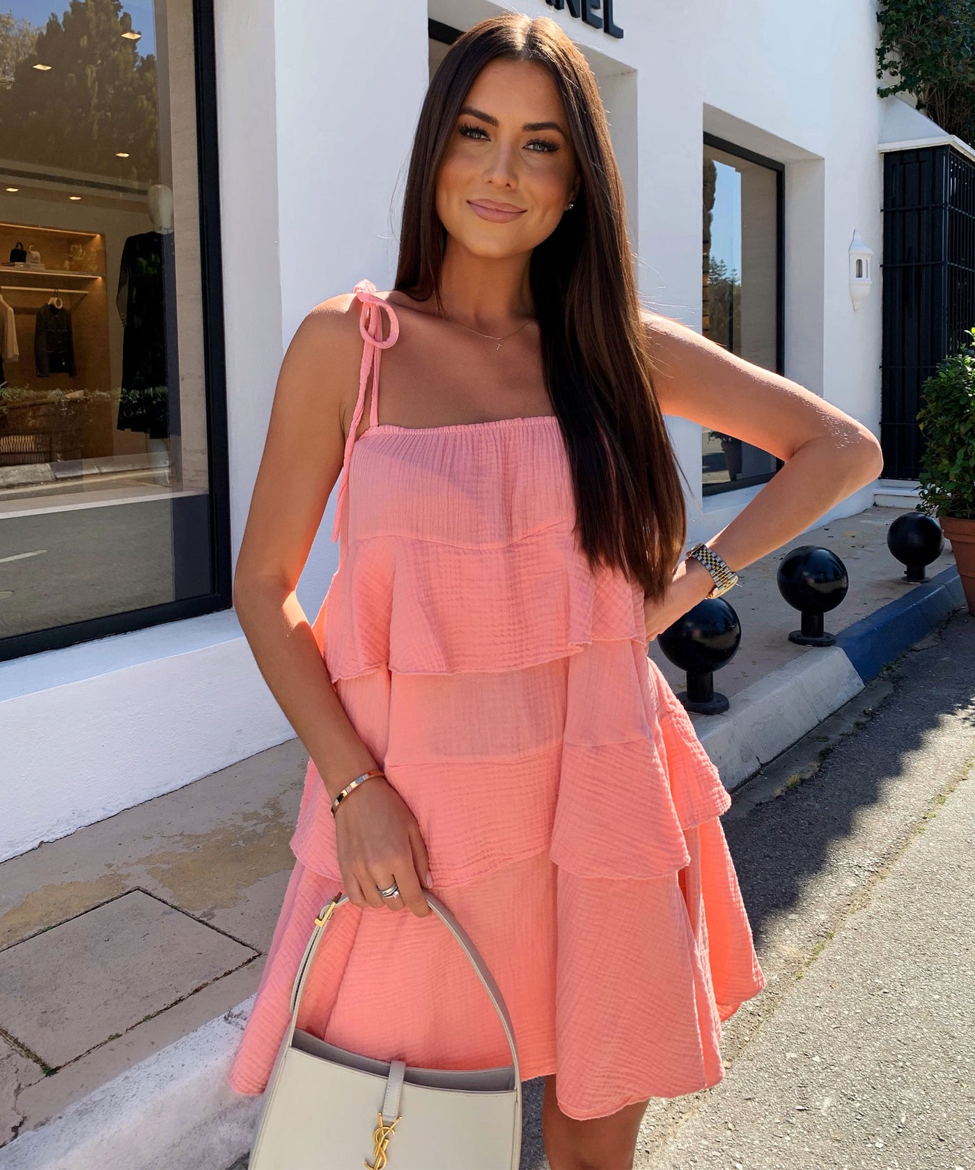 Musselin Kleid Aradi Peach Ladypolitan ♡