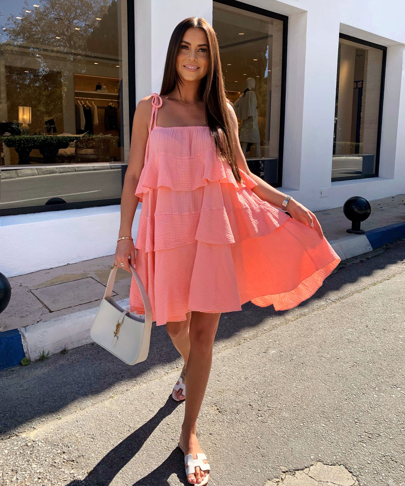 Musselin Kleid Aradi Peach Ladypolitan ♡