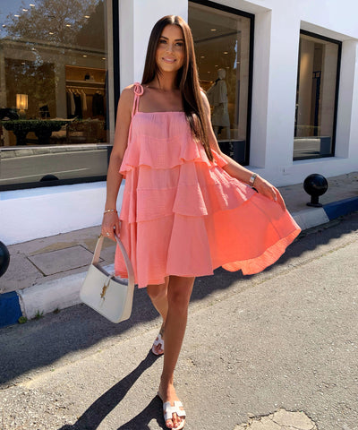 Musselin Kleid Aradi Peach Ladypolitan ♡