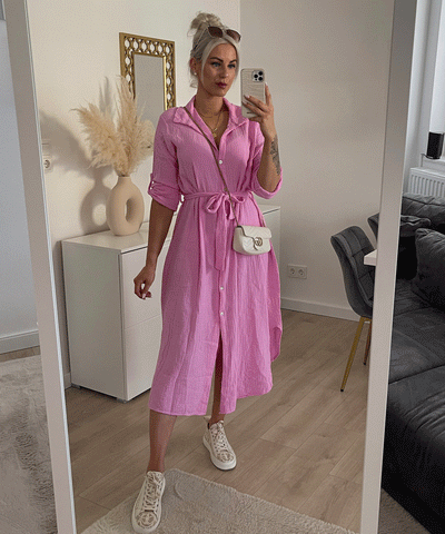 Musselin Kleid Elena Lang Hellpink  Ladypolitan ♡   