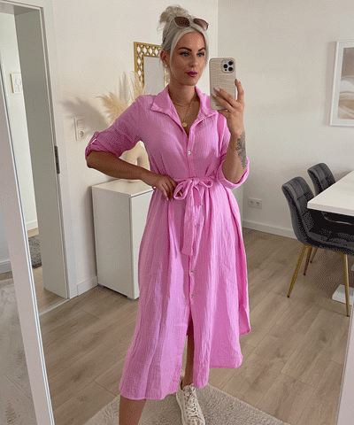 Musselin Kleid Elena Lang Hellpink  Ladypolitan ♡   