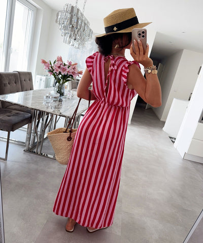 Musselin Kleid Geli Streifen Rot Ladypolitan ♡