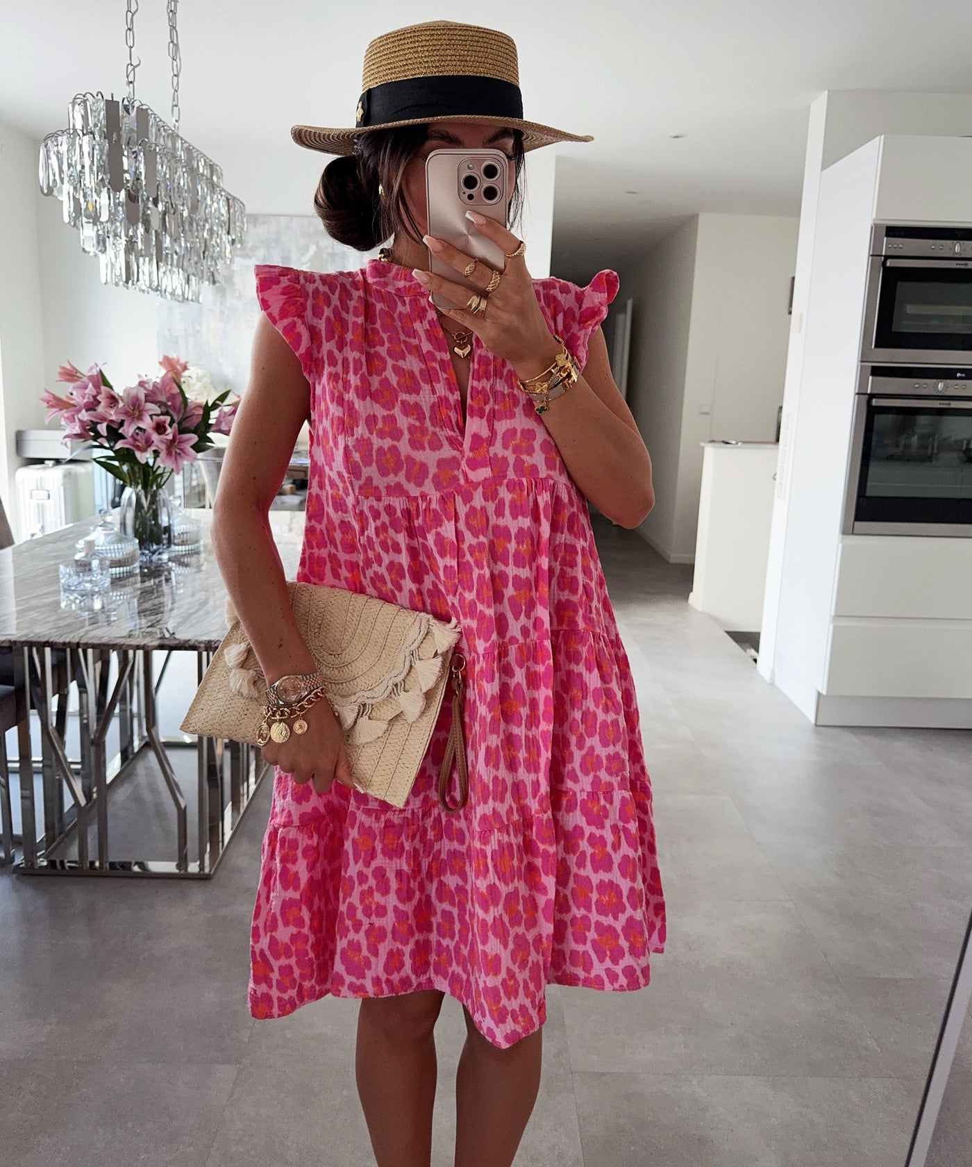 Musselin Kleid Inesa Leo Pink Ladypolitan ♡