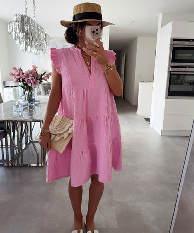Musselin Kleid Inesa Uni Rosa Ladypolitan ♡