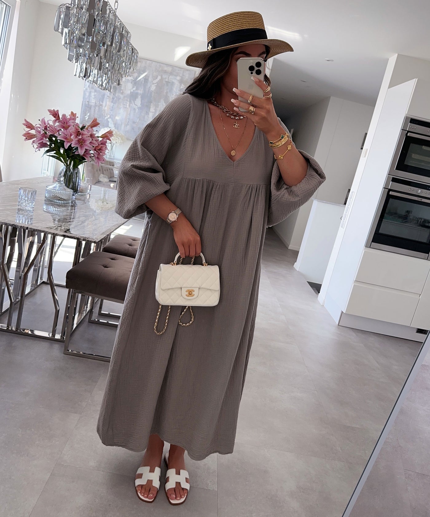 Musselin Kleid Maddy Taupe  Ladypolitan ♡   