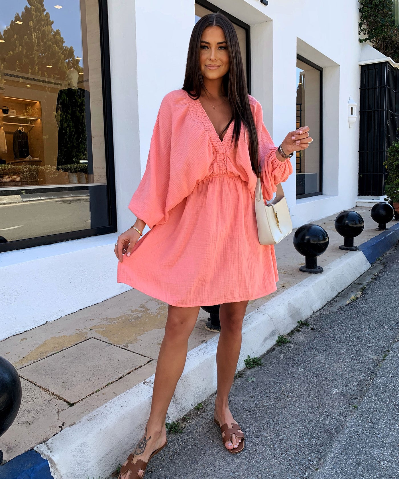 Musselin Kleid Reya Peach Ladypolitan ♡