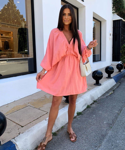 Musselin Kleid Reya Peach Ladypolitan ♡