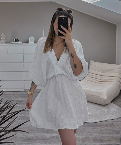 Musselin Kleid Reya Weiß Ladypolitan ♡