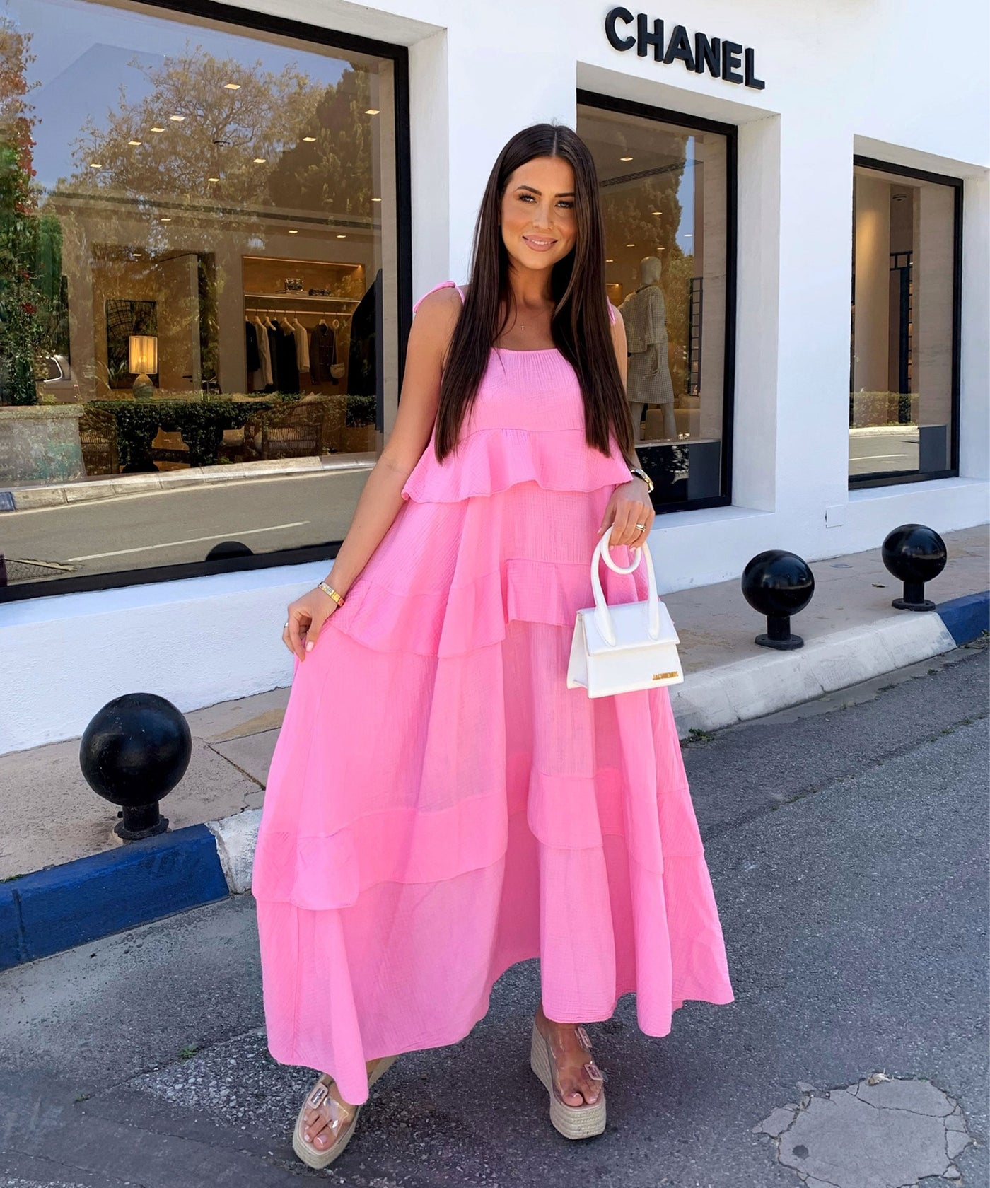 Musselin Maxi Kleid Aradi Hellpink Ladypolitan ♡