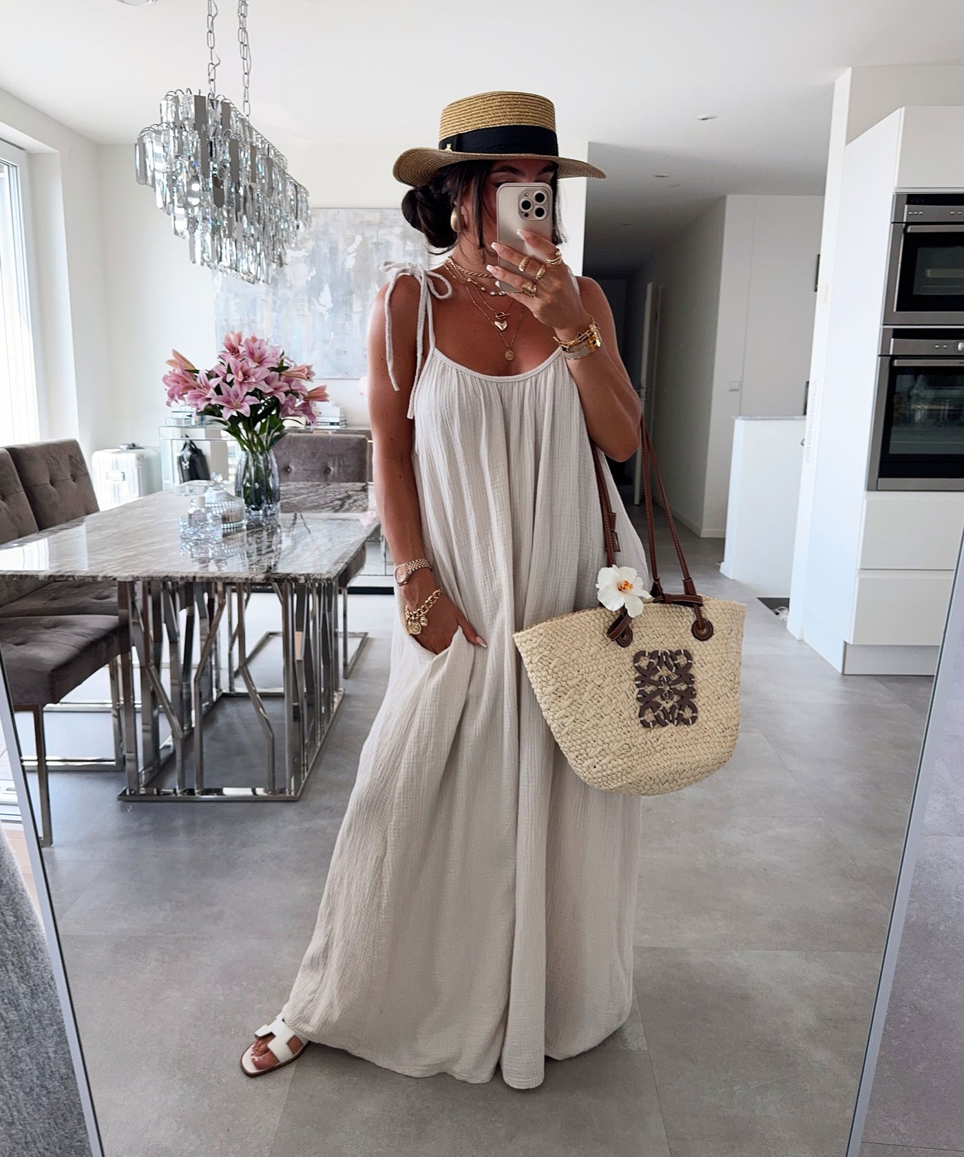 Musselin Maxi Kleid Riri Beige Ladypolitan ♡