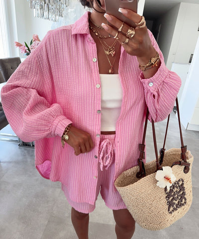 Musselin Set Felixa Streifen Hellpink Ladypolitan ♡