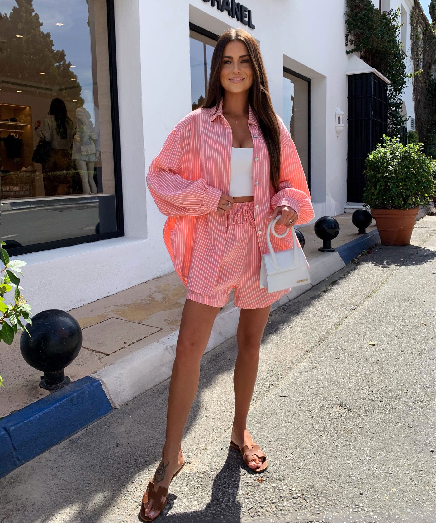 Musselin Shorts Felixa Streifen Peach Ladypolitan ♡