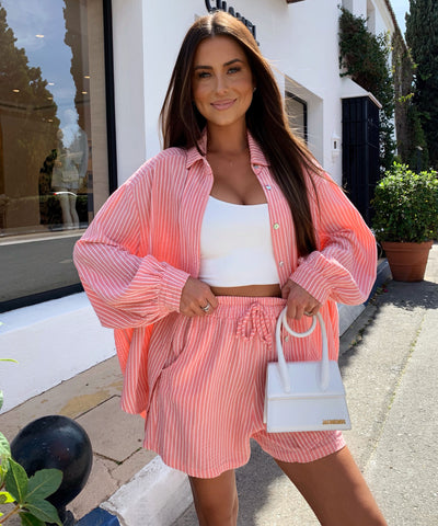 Musselin Shorts Felixa Streifen Peach Ladypolitan ♡