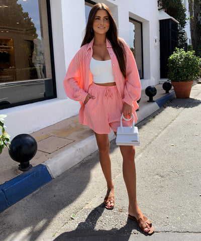 Musselin Shorts Felixa Streifen Peach Ladypolitan ♡