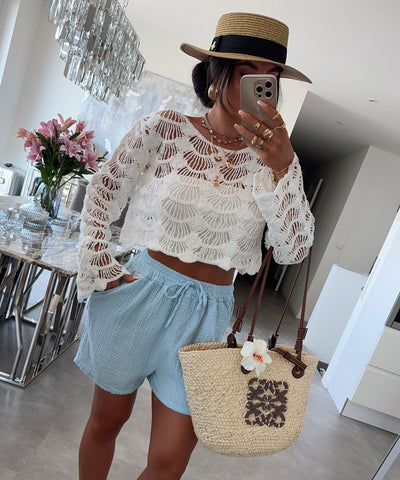 Musselin Shorts Hellblau Ladypolitan ♡