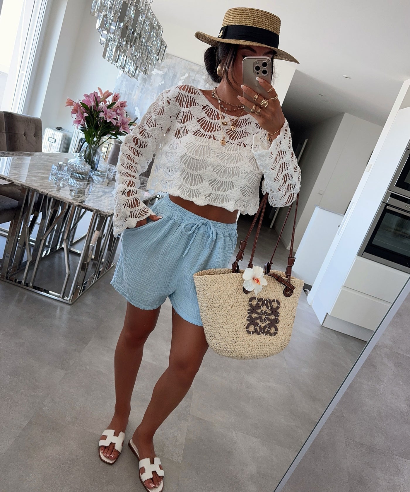 Musselin Shorts Hellblau Ladypolitan ♡