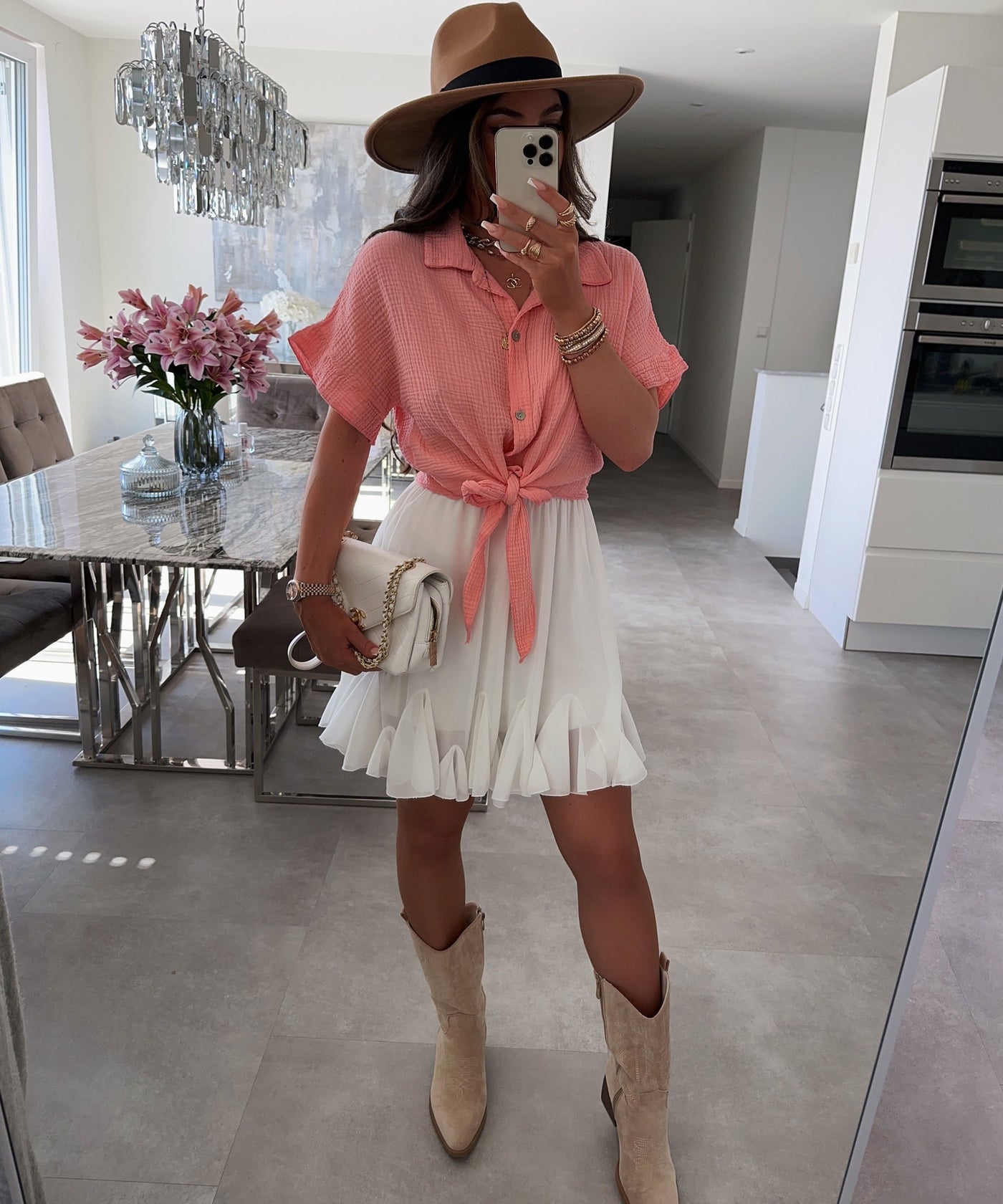 Musselin T-Shirt Knoten Peach  Ladypolitan ♡   