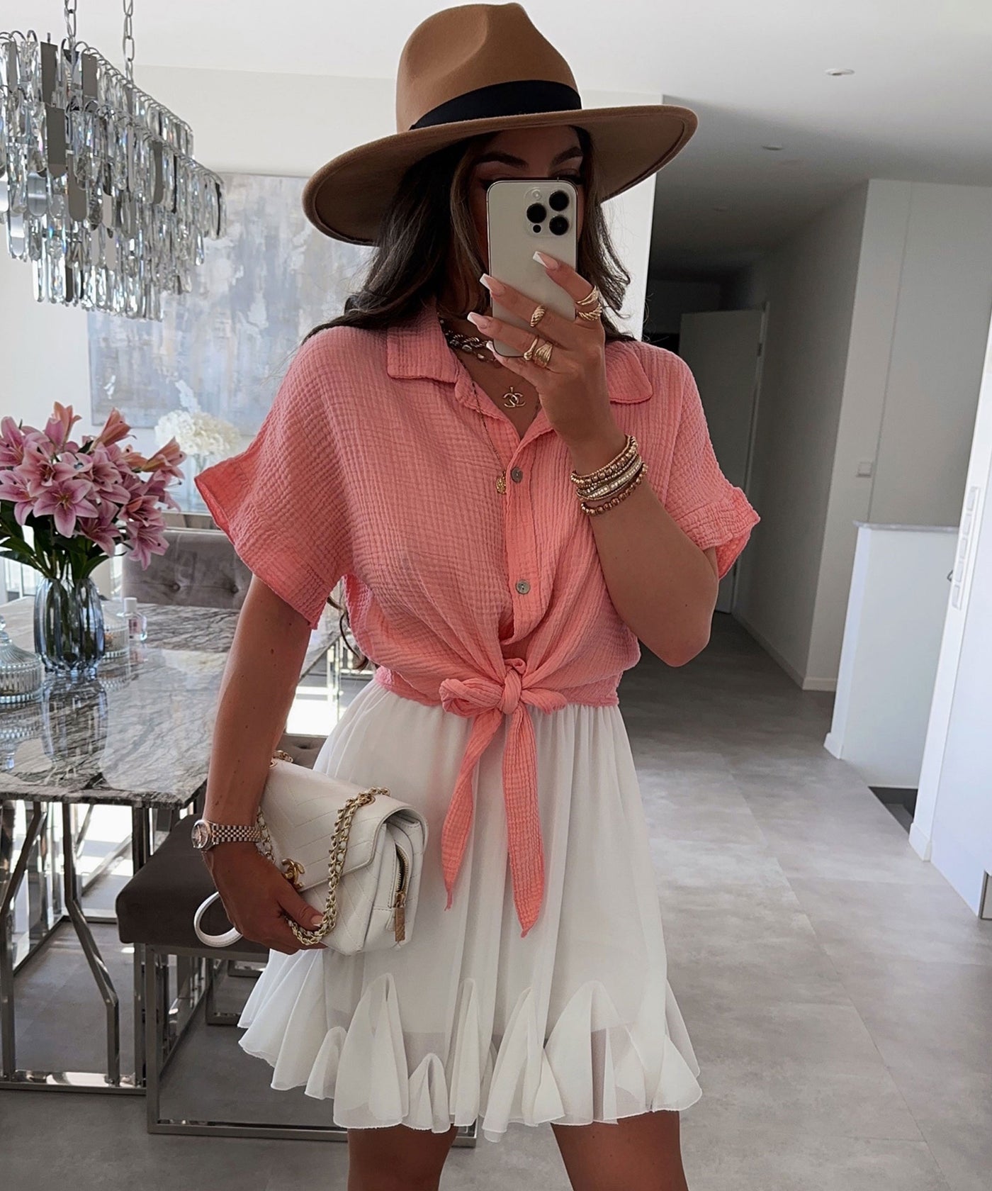 Musselin T-Shirt Knoten Peach  Ladypolitan ♡   