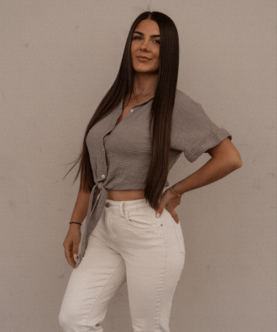 Musselin T-Shirt Knoten Taupe  Ladypolitan ♡   