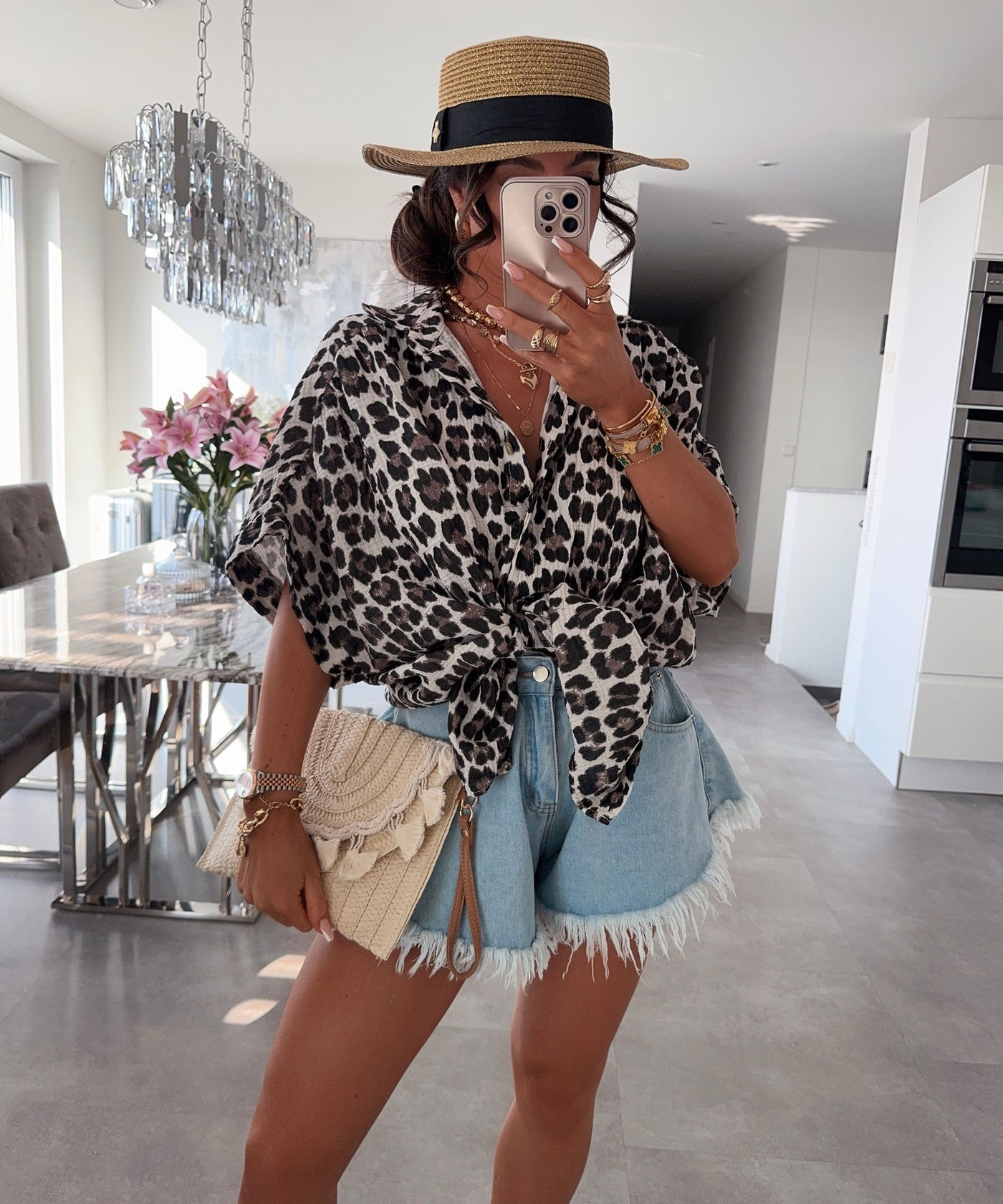 Oversize Musselin Kurzarmhemd Nine Leo Braun Ladypolitan ♡