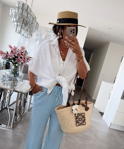 Oversize Musselin Kurzarmhemd Romy Weiß Ladypolitan ♡