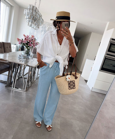 Oversize Musselin Kurzarmhemd Romy Weiß Ladypolitan ♡