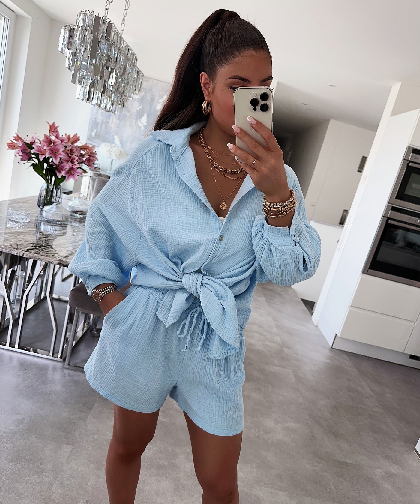 Oversize Musselin Set Alva Hellblau  Ladypolitan ♡   
