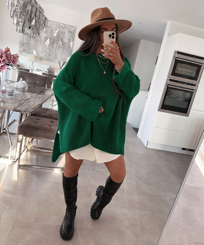 Oversize Pullover Elsa Dunkelgrün  Ladypolitan ♡   