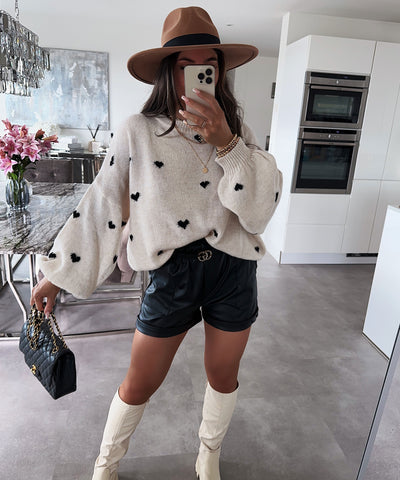Oversize Pullover Joslin Creme Schwarz  Ladypolitan ♡   